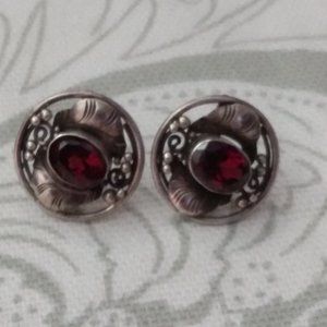 Art Nouveau Garnet Sterling Silver earrings